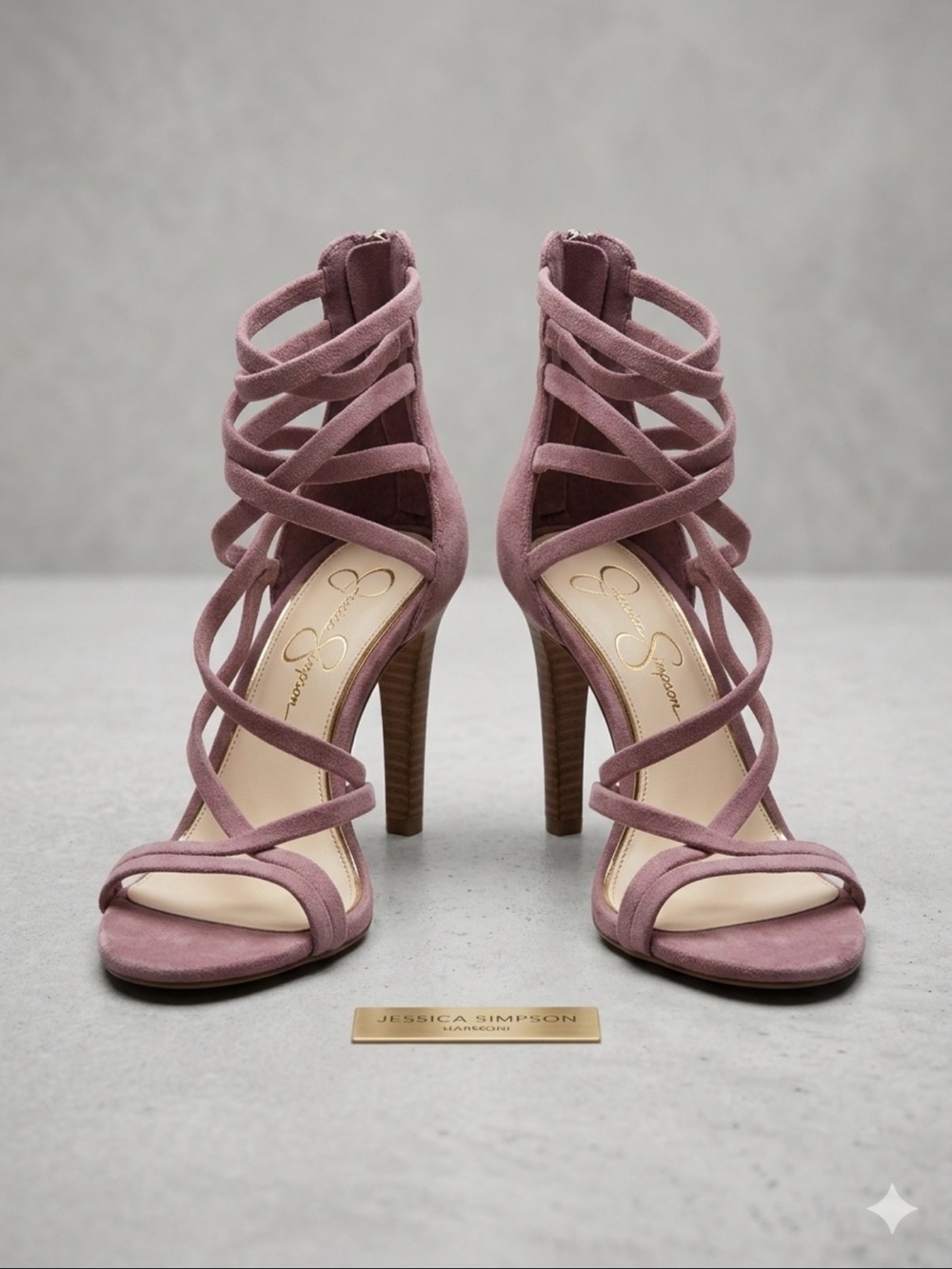 Jessica Simpson Dusty Mauve Harmoni Strappy High Heel Sandals - Size 8.5